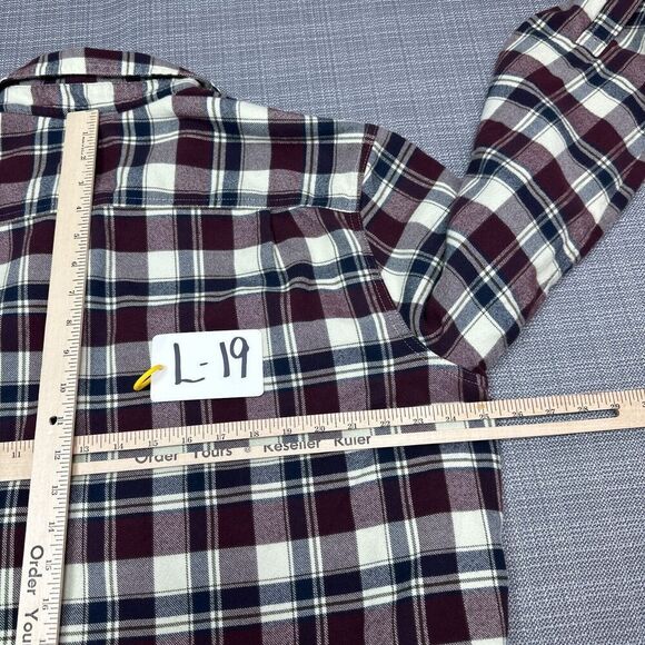 LL Bean Flannel Shirt Mens Large Traditional Fit Plaid Fleece Lined Shaket - Picture 8 of 10